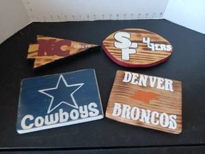 lot 192 image: 4 Handmade NFL Wood Signs