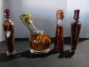 lot 316 image: Decorative Glass Bottles with Cork Stoppers