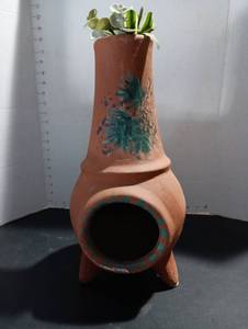 lot 356 image: Hand-Painted Terra Cotta Chiminea