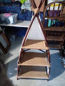 3-Tier Bamboo and Rope Display Shelf