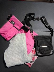 lot 443 image: Cross body bag and scarfs
