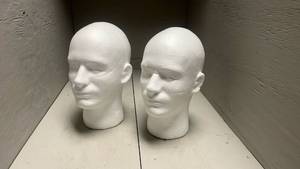 lot 815 image: 2 Male Styrofoam Mannequin Head Display