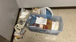 lot 845 image: 96 Qt Tote No Lid Full of EmbroideryStitchingPatterns & More - Winner Takes All