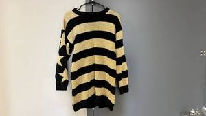 lot 867 image: America Perry Ellis Apparel Gold & Black Striped Sweater Womens Small