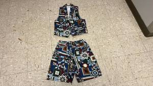 lot 869 image: Vintage Gotcha Covered USA Made Denim Vest (Medium) & Shorts 10 Womens