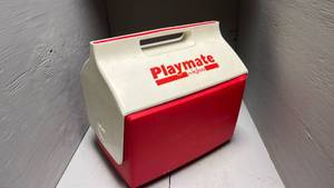 lot 1004 image: Igloo Playmate Cooler Red and White (Measurements In The Pictures)