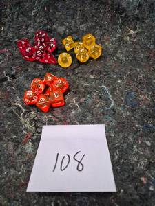 lot 8 image: Polyhedral Dice Set - Red, Yellow and Orange Translucent