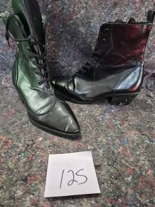 lot 25 image: Black Leather Combat Boots with Lace-up Design