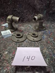 lot 40 image: Industrial Pipe Shelf Brackets - Set of 2