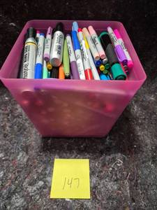 lot 47 image: Mixed Sharpie Marker Collection in Pink Storage Box