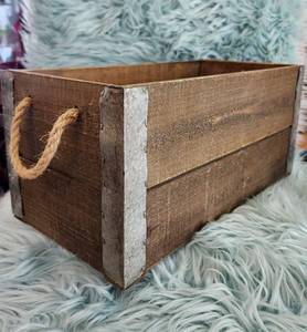 lot 204 image: Rustic Wooden Storage Crate with Rope Handles