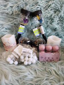lot 212 image: LED Spring Pillar Candle and String Light Set