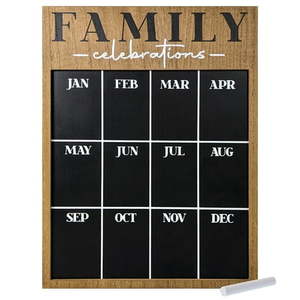 lot 219 image: Harbortown 12x16 inch Black Manufactured Wood Family Chalkboard Wall Calendar