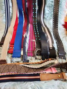 lot 222 image: Mixed Belt Collection - Fabric & Leather - Roughly 36 to 42 inches