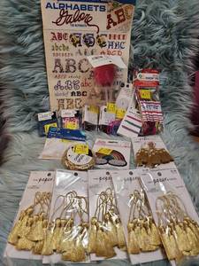 lot 256 image: Craft Supply Bundle with Alphabet Pattern Book