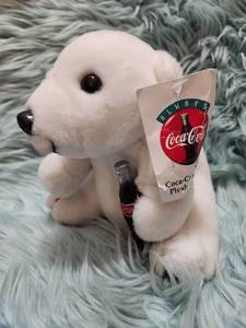 lot 293 image: Coca Cola Polar Bear Drinking Coke Plush Collectible (1995) Stuffed Animal