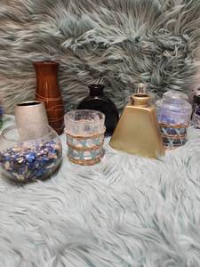 lot 297 image: Decorative Vase Collection with Blue Crystal Accents