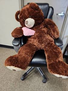 lot 332 image: Large Brown Teddy Bear with Pink Heart