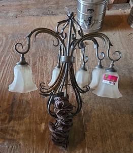 lot 12506 image: Traditional 5-Light Wrought Iron Chandelier