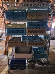 lot 12522 image: Commercial Metro Wire Storage Rack with Wheels - Contents Included