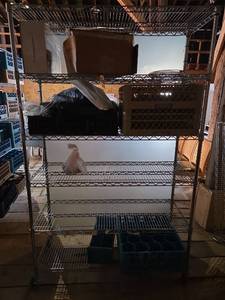 lot 12523 image: Commercial Wire Shelving Unit with Casters - Contents Included