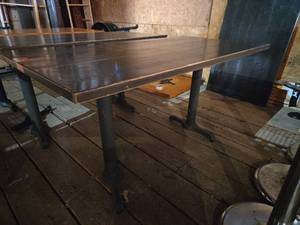 lot 12533 image: 5ft Industrial Dining Wooden Table with Metal Legs