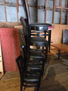 lot 12535 image: Black Ladder Back Restaurant Chairs - Set of 5