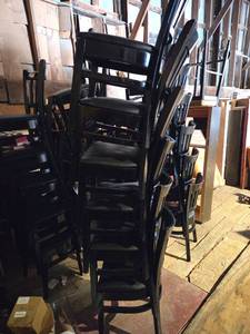 lot 12537 image: Black Wooden Restaurant Chairs - Set of 6