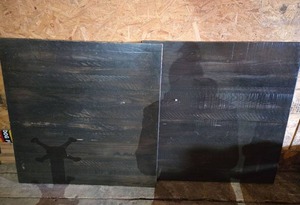 lot 12545 image: 3ftx3ft Black Wooden Table Tops - Set of 2