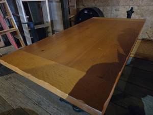 lot 12554 image: 5ft Restaurant Table with Cast Iron Base - One Leg Is Broken