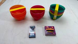 lot 45 image: Party Supply Bundle - Plastic Bowls and Birthday Candles Set
