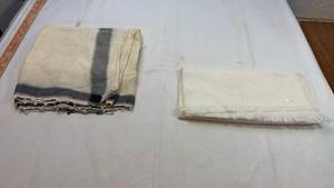 lot 54 image: 1940s Cotton Napkin Set with Gray Stripes