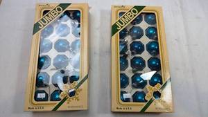 lot 114 image: Pyramid Jumbo Blue Glass Christmas Ornaments - Set of 18