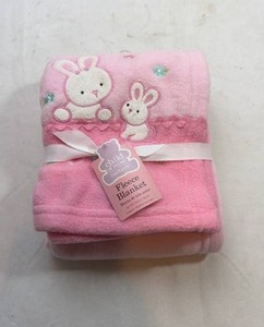 lot 115 image: Pink Baby Blanket with White Bunnies