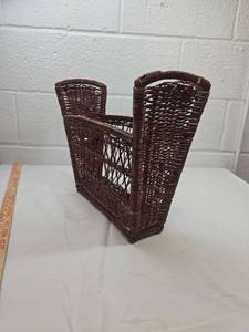 lot 213 image: Woven Wicker Magazine Rack