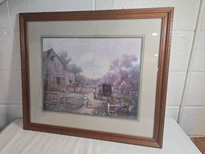 lot 216 image: Country Farm Scene Framed Art Print