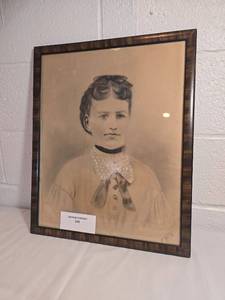 lot 217 image: 1800s Sepia woman in Tiger Stripe Wood Frame