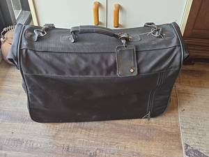 lot 236 image: Black Nylon Garment Bag with Leather Trim
