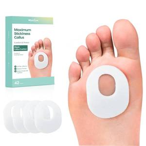 lot 10 image: Welnove 42pcs Callus Pad with Water-Resistant Self-Stick Adhesive, Protects Foot, Heel and Toes from Rubbing and Friction,Oval Shape Design,Reduce Pressure and Friction from Shoes Rubbing-White - Retail $12
