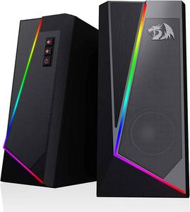 lot 12 image: Redragon GS520 RGB Desktop Speakers, 2.0 Channel PC Computer Stereo Speaker with 6 Colorful LED Modes, Enhanced Sound and Easy-Access Volume Control, USB Powered w 3.5mm Cable - Retail $35