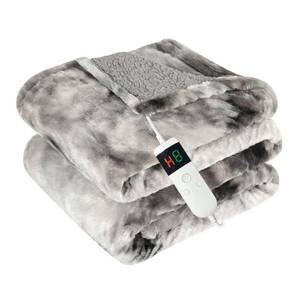 lot 16 image: Cushious Electric Heated Blanket Throw 50x60Size Faux Fur Heating Blanket 10 Heating Settings, 1-8h Timer & Overheat Protection, Machine Washable, Soft Flannel and Sherpa Full Body Warmth - Retail $26