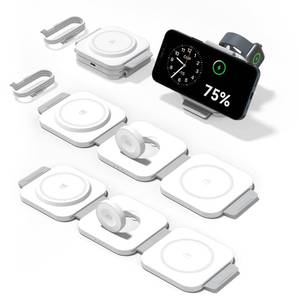lot 17 image: 2Pack 3 in 1 Charging Station for Apple Multiple Devices Foldable Magnetic Fast Wireless Charger Dock, Travel Charging Pad for iPhone 17 16 15 14 13 12 Series Apple Watch Series & AirPods 432Pro - Retail $34