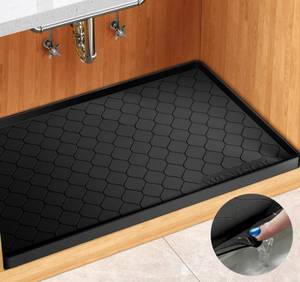 lot 20 image: Winisok Silicone Under Sink Mat 34 x 22, kitchen Essentials and Gadgets, Shelf liner and Cabinet Protector, Home Organizers and Storage, Waterproof Bathroom Tray - Retail $36