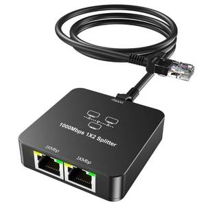 lot 25 image: Ethernet Splitter 1 to 2 Out with Cat 6 Ethernet Cable, 1000Mbps High Speed, RJ45 Splitter, Gigabit Internet Splitter Connector for Cat 55e678 Cable - Retail $15