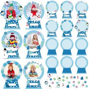 lot 29 image: Soaoo 30 Sets Snow Picture Frame Craft for Kids Christmas Winter Magnet DIY Photo Frames Fun Snow Globe DIY Snowman Snowflake Crafts for Winter Christmas Classroom Toddlers Holiday Party Activities - Retail $16