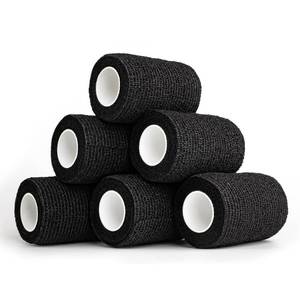 lot 30 image: YAXEON Self Adhesive Bandage Wrap 6 Rolls 3x 5 Yards Medical Tape,Vet Tape,Athletic Tape,Elastic Cohesive Bandage for Sports Injury,Stretch Athletic,Ankle,(Black) - Retail $10