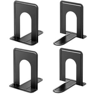 lot 33 image: MaxGear Premium Matte Painted Book Ends, Heavy Duty and Sturdy Bookends for Shelves, Office Non-Skid Metal Book End Stopper for BooksCDsDVDs, 6 x 4.6 x 6 in, Black, 2 Pairs4 Pieces, Large - Retail $10