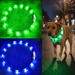 lot 46 image: Light Up Dog Collar, Rechargeable Glowing Dog Collar, Light Dog Collar for Night Walking with 1640 FT of Visibility - Brightest LED Dog Collar Light, 3 Flashing Modes, Keeps Your Pets Safe in The Dark - Retail $20