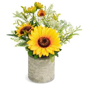 lot 61 image: COCOBOO Sunflower Artificial Flowers Pot, Sunflower Decor, Yellow Fake Flower in Pots, for Home Bathroom Kitchen - Retail $10
