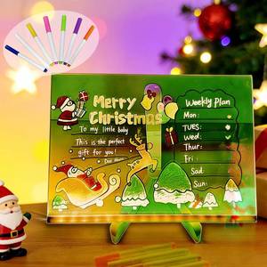 lot 70 image: TMLDOT LED Note Board with 7 Colors Pen, Lighted Acrylic Dry Erase BoardAcrylic Message Board, LED Illuminated Drawing Board with Adjustable Stand and 7 Pens for Office School Home (11.8 � 7.9) - Retail $12